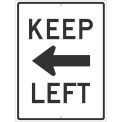 NMC Traffic Sign, Keep Left Arrow (Graphic), 24&quot; x 18&quot;, White, TM531J