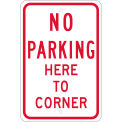 NMC Traffic Sign, No Parking Here To Corner, 18" X 12", White, TM99J