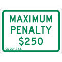 NMC Traffic Sign, Maximum Penalty $250, 9&quot; X 12&quot;, White, TMAS15G