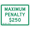 NMC Traffic Sign, Maximum Penalty $250, 9&quot; X 12&quot;, White, TMAS15H