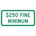 NMC Traffic Sign, Parking $250 Fine, 6&quot; X 12&quot;, White, TMAS16J