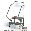 EGA L020 Steel Industrial Rolling Ladder 2-Step, 24&quot; Wide Perforated, Gray, 450 lb. Capacity
