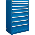 Global Industrial Modular Drawer Cabinet, 8 Drawers, w/Lock, 36"Wx24"Dx57"H, Blue