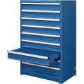 9 Drawer Modular Cabinet,  w/Lock, w/o Dividers, 36&quot;Wx24&quot;Dx57&quot;H Blue