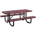6' Rectangular Expanded Metal Picnic Table, 72"L x 62"W, Red