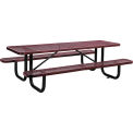8' Rectangular Expanded Metal Picnic Table, 96&quot;L x 62&quot;W, Red