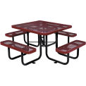 Global Industrial 46" Square Expanded Metal Picnic Table, Red