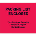 Full Paper Face Envelopes, &quot;Packing List/Important Papers Enclosed&quot;, Red, 7 x 6&quot;, 1000/Case, PL483