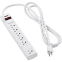 12" 5+1 Outlet Strip & Surge Protector, 90 Joules, 6-ft Cord, White