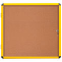 MasterVision Industrial Enclosed Cork Bulletin Board- Yellow Aluminum Frame- 37.01&quot; x 50.71&quot;- 1 Door