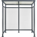 6'5"W x 3'8"D x 7'H Bus Smoking Shelter Flat Roof with Three Sided Open Front, Gray