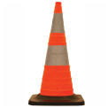 Cortina 03-501-05 30&quot; Collapsible Traffic Cone, 4 LED Lights, Orange, Black Rubber Base, 5/Pk,