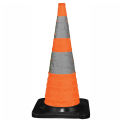 Cortina 03-501-04 30&quot; Pack N Pop Collapsible Traffic Cone, 4 LED Lights, Orange, Black Rubber Base