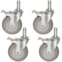 5&quot; Polyurethane Stem Casters Set of (4) Wheels, All 4 with Brakes, 1200 Lb. Cap.