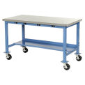 Mobile Workbench with Power Apron, Stainless Steel Square Edge, 48&quot;W x 30&quot;D, Blue