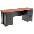 72&quot;W x 24&quot;D Office Desk with 6 drawers, Cherry