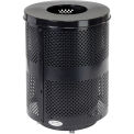 32 Gallon Deluxe Thermoplastic Perf Receptacle w/Flat Lid & Base, Black