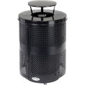 32 Gallon Deluxe Thermoplastic Perforated Receptacle w/Rain Bonnet & Base, Black