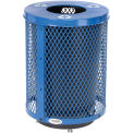 32 Gallon Deluxe Thermoplastic Mesh Recycling Receptacle w/Flat Lid & Base Blue
