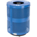 32 Gallon Deluxe Thermoplastic Perf Recycling Receptacle w/Flat Lid & Base, Blue
