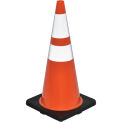 28&quot; Reflective Traffic Cone, Black Base, 7 lbs
