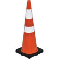 Global Industrial 36&quot; Reflective Traffic Cone, Black Base, 10 lbs