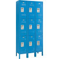 3-Tier 9 Door Locker, 12&quot;Wx15&quot;Dx24&quot;H, Blue, Unassembled