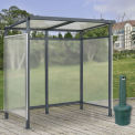 6'5&quot;x3'8&quot;x7' Bus Smoking Shelter Flat Roof 3-Side Open Front W/Green 5 Gallon Outdoor Ashtray