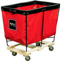 Royal Basket Trucks® Elevated Basket Truck, 3 Bu, Red Vinyl, Wood Base, All Swivel Casters