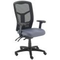 High Back Task Chair, Mesh Back, Fabric Seat, Gray