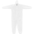 Disposable Microporous Coverall, Elastic Hood, White, Large, 25/Case