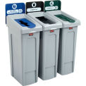 Slim Jim Recycling Station, Landfill/Mixed Recycling/Compost, (3) 23 Gallon