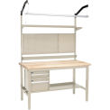 60&quot;W x 30&quot;D Workbench, 1-3/4&quot; Thick Maple Top Safety Edge Complete Bench, Tan