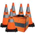 Aervoe 1186-5 28&quot; HD Collapsible Safety Cone With LED Light, Weighted Base, 5/Pk