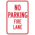 No Parking Fire Lane Sign, HIP Reflective Sign, Aluminum, 12&quot;W x 18&quot;H