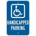 Handicapped Parking Sign, Blue/White, HIP Reflective Sign, Aluminum, 12&quot;W x 18&quot;H