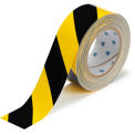 Brady ToughStripe Floor Marking Tape, Polyester, 2&quot;W X 100'L, Black/Yellow, 104317
