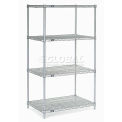 Nexel 4 Tier Silver Epoxy Wire Shelving Starter Unit, 72&quot;W x 30&quot;D x 86&quot;H