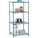 Nexel Poly-Green, 4 Tier, Wire Shelving Starter Unit, 30&quot;W x 24&quot;D x 54&quot;H