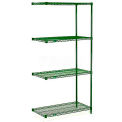 Nexel Poly-Green, 4 Tier, Wire Shelving Add-On Unit, 24"W x 21"D x 74"H