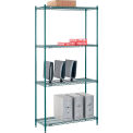 Nexel Poly-Green, 4 Tier, Wire Shelving Starter Unit, 42&quot;W x 14&quot;D x 86&quot;H