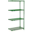 Nexel Poly-Green, 4 Tier, Wire Shelving Add-On Unit, 42&quot;W x 21&quot;D x 63&quot;H