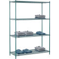 Nexel 4 Tier Wire Shelving Starter, 60"W x 21"D x 86"H, Green Epoxy Finish