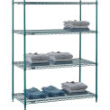 Nexel 4 Tier Wire Shelving Starter, 48&quot;W x 24&quot;D x 54&quot;H, Green Epoxy Finish