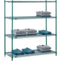 Nexel Poly-Green, 4 Tier, Wire Shelving Starter Unit, 54&quot;W x 24&quot;D x 54&quot;H