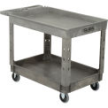 Plastic 2 Tray Shelf Service & Utility Cart, 44&rdquo; x 25-1/2&rdquo;, 5&quot; Rubber Casters
