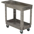 Plastic 2 Shelf Tray Service & Utility Cart, 38” x 17-1/2”, 5" Rubber Casters