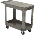 Plastic 2 Flat Shelf Service & Utility Cart, 38&rdquo; x 17-1/2&rdquo;, 5&quot; Rubber Casters