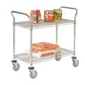 Nexel Chrome Utility Cart w/2 Shelves & Poly Brake Casters, 1200 lb. Cap, 30&quot;L x 21&quot;W x 39&quot;H