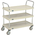 Nexel Plastic Utility Cart w/3 Shelves & Poly Casters, 900 lb. Cap, 36&quot;L x 18&quot;W x 39&quot;H, Tan